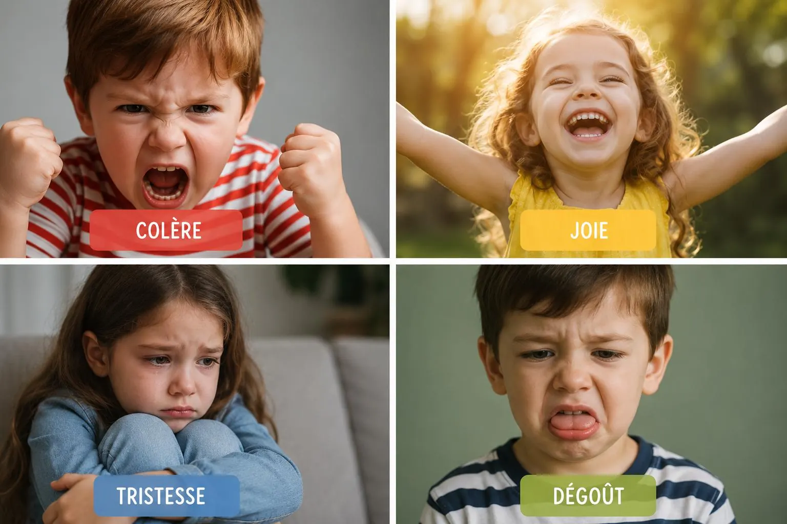 Colère, joie, tristesse, dégoût — les émotions de ton enfant